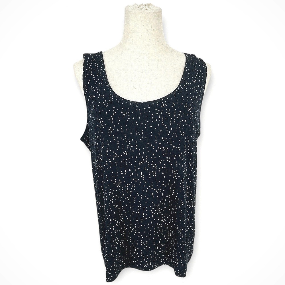 CHICOS Travelers Black White‎ Dot Sleeveless Tank Top Womens Size 3 US 16